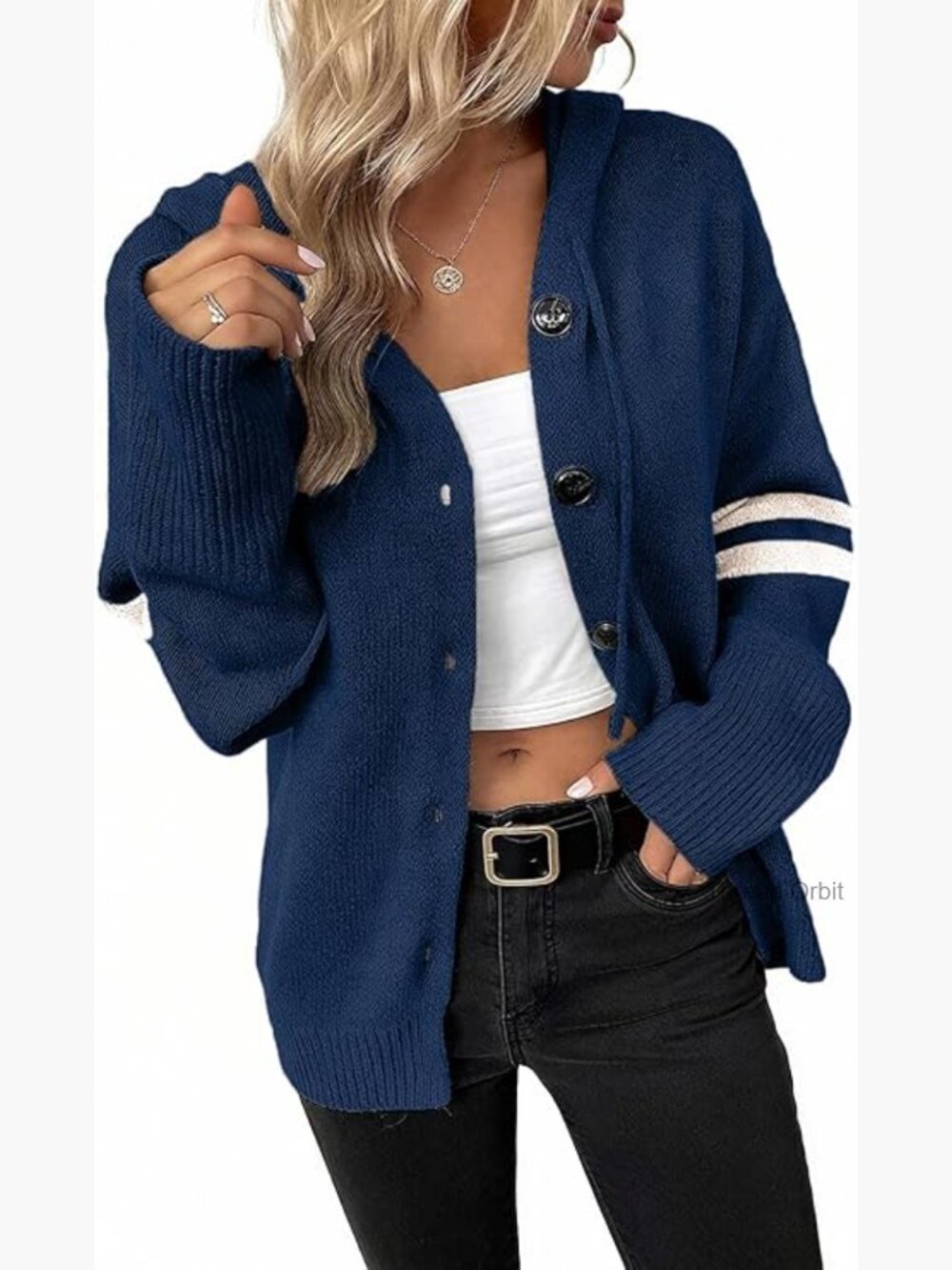 Lightweight Cable Knit Cardigan Sweater Open Front Hooded Loose Fit